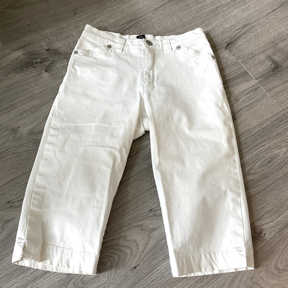 JAG White Denim White Long Straight Leg Shorts